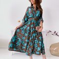 thumbnail image 1 of FcBaudy Longues Robe à Manches à Col Rond Mode Femmes Boutons Bandage Robe Décontractée Imprimée Robe à Col en V Robe à Manches Longues Femmes Robe, 1 of 1