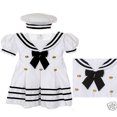 thumbnail image 1 of BABY GIRL & TODDLER SAILOR FORMAL OUTFITS DRESS WHITE  S,M,L,XL,2T,3T,4T(0M-4T), 1 of 8