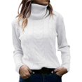 thumbnail image 1 of Chandail à Col Roulé Uni pour Femme - Haut Rétro à Manches Longues Ajusté - Polyester, Coupe Ample Décontractée pour le Quotidien/travail, 1 of 3