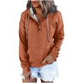 thumbnail image 1 of Yuyuzo Womens Hoodies Drawstring Button Collar Pullover Tops Casual Long Sleeve Fall Sweatshirts, 1 of 5