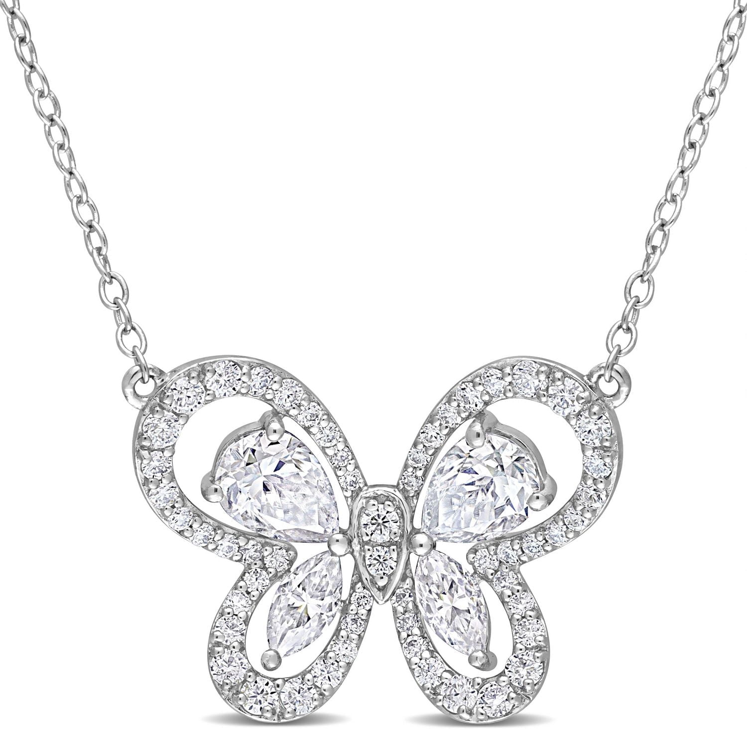 Collier papillon Miabella avec Moissanite créé 1-3/4 Carat p.g.t. en argent sterling