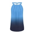 thumbnail image 3 of Timegard Womens Tank Tops Gradient Color Crew Neck Back Button Ruched Casual Sleeveless Tops Blouses, 3 of 3