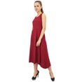 thumbnail image 4 of Bimba Women's Designer Rayon Dress With Pockets Solid Maroon Maxi With Scarf - 10, 4 of 6