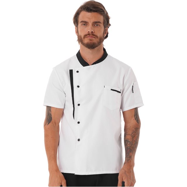 TiaoBug Unisex Mens Womens Chef Coat Long Sleeve Chef Jacket Restaurant Kitchen Cooking Uniform White XL
