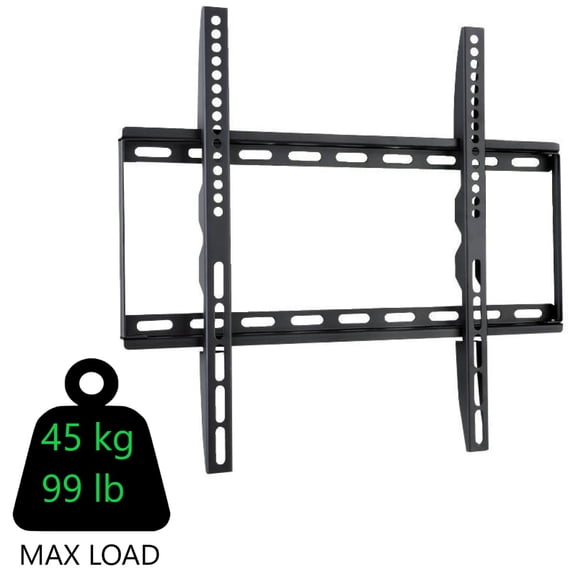 Techly 23" to 55" Slim Fixed LCD/LED TV Wall Mount - VESA up to 400x400 mm - Holds up to 45 kg, Black