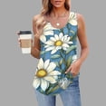 thumbnail image 2 of UPPADA Camisoles Mignonnes pour Femmes Tendance Col Rond à Fleurs Hauts d'Été Sans Manches Blouses Chic Décontracté Débardeurs Graphiques Bleu Marine,2TG, 2 of 5