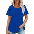 thumbnail image 1 of AherBiu Tuniques pour Femmes Amples Décontractées à Manches Courtes Couleur Unie Confortables d'Été à Col Rond Blouse T-Shirts, 1 of 7