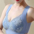 thumbnail image 2 of CHUANK Women‘s Front Closure Posture Wireless Back Support Lace Full Coverage Bra Sky Blue 4XL, 2 of 9