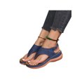 thumbnail image 3 of Woobling Ladies Flip Flop Platform Sandals Ankle Strap Shoes Anti Slip Vacation Comfortable Open Toe Deep blue 7.5, 3 of 7