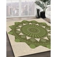 thumbnail image 3 of Ahgly Company Machine Washable Indoor Round Transitional Olive Green Area Rugs, 4' Round, 3 of 7