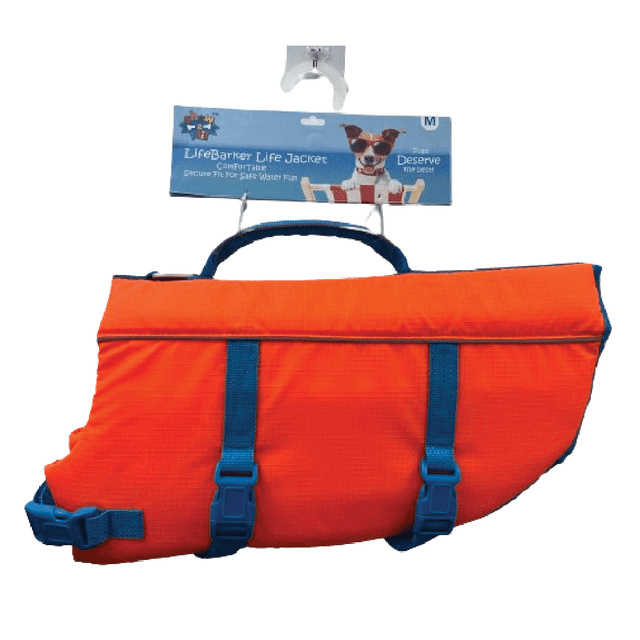 LifeBarker Waterproof Pet Life Jacket, Adjustable Straps and Buckles for Safe Aquatic Adventures, Neon Orange, Large