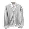 thumbnail image 1 of aohooy Mens V-Neck Sweater Elegant Business Long Sleeve Button Down Cardigans for Men Basic Knitted Sweater with Fake Pockets Gray,XXL, 1 of 7