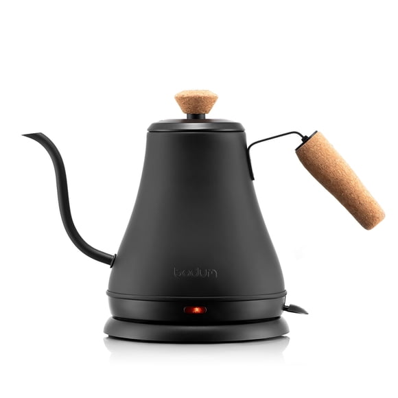Bodum Bouilloire Électrique à Eau Bistro à Col de Cygne 27 Oz, Café Filtre et Thé, Acier Inoxydable, Noir Mat