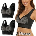 thumbnail image 3 of 2-Pack Women's Lace Bra Plus Size - Wire-Free, 3/4 Cup, Fixed Straps, Comfortable Nylon Spandex Blend, 3 of 8