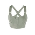 thumbnail image 1 of Langgg Front Zipper Sports Bra Comfortable Compression Fit Gym Athletic Support Breathable Sports Bras Vest Light Green L, 1 of 6