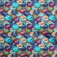 thumbnail image 1 of oneOone Tissu Popeline de Coton Bleu Rétro Bouteille Soda Cap Matériel de Robe Tissu Imprimé Tissu au Mètre 42 Pouces de Large-We, 1 of 5