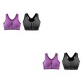 thumbnail image 2 of Youkk 2x Fit With Multiple Sizes Available Zip Front Sports Bra Seamless Construction gray+purple S 2Set, 2 of 6
