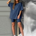 thumbnail image 4 of Ketyyh-chn99 Two Piece Short Set Pajamas Shorts Set Lounge Sets Sets Outfits Short Sleeve Basic Shorts Set Navy,3XL, 4 of 5