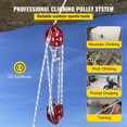 thumbnail image 2 of VEVOR Twin Sheave Block and Tackle 7700LBS Pulley 100Ft, 1/2Inch Double Braid Rope, 2 of 9