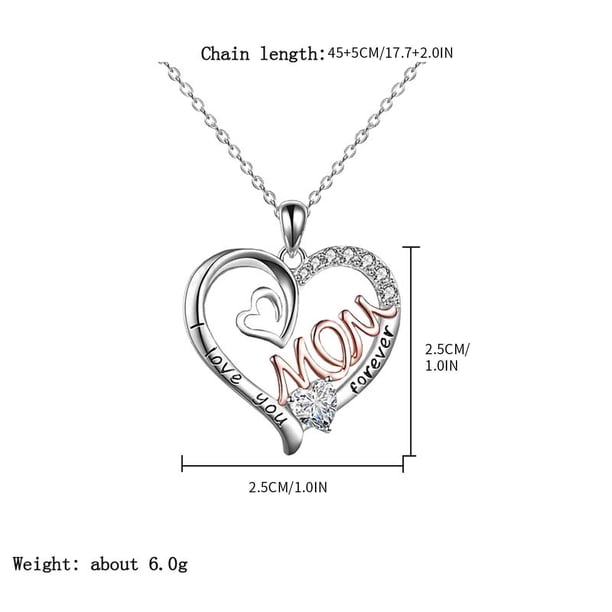 ZZkhGO Mother's Love Heart Necklace, Two-tone Inlaid Pendant