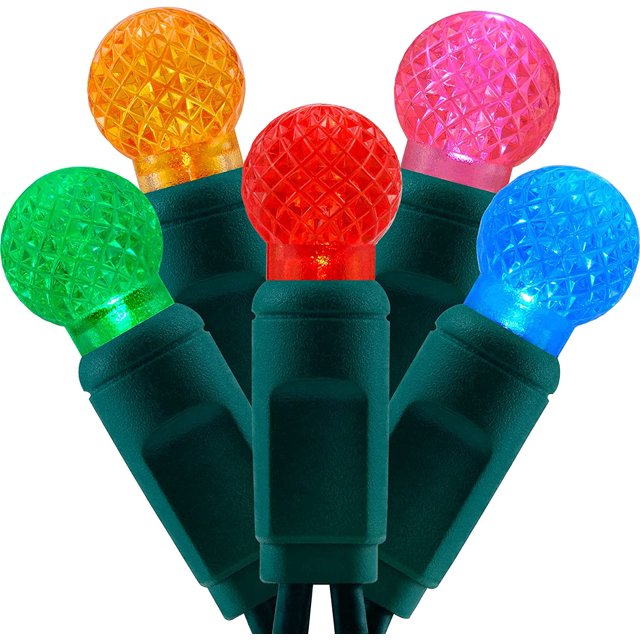 Multicolor One-Piece G12 Raspberry Christmas Lights 140 Count 48 Feet, 2 Sets 70 LED 24 ft High Waterproof UL Certified String Light (Multicolor)