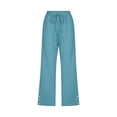 thumbnail image 4 of Jsaierl Women Linen Pants Drawstring High Waist Wide Leg Pants Plus Size Lightweight Solid Color Capris Vacation Comforts Summer Capri Pants, 4 of 5