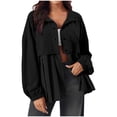 thumbnail image 1 of AherBiu Jackets for Women Button down Long Sleeve Ruched Patchwork Shirts Casual Loose Flowy Fall Outerwear, 1 of 7