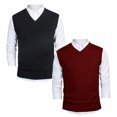 thumbnail image 1 of TOPTIE 2 Pack Window Clerk Sweater Vests For Men, Work Uniform Cotton V-Neck Sweater Vests-BLACK WINERED-M, 1 of 8