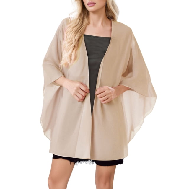 Layer Chiffon Shirt Thin Breathable Shawl Bride Matching Dress Evening Dress Blouse Solid Color