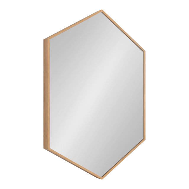 Kate and Laurel Rhodes Miroir Mural Hexagonal Moderne, 22 x 31, Teck Naturel, Miroir Géométrique Chic pour Mur