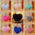 thumbnail image 1 of MesaSe 10cm Cute Faux Fur Ball Pompom Heart Shape Car Phone Keychain Handbag Key Ring, 1 of 8