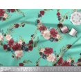 thumbnail image 2 of Soimoi Green Cotton Duck Fabric Ranunculus & Penoy Floral Print Printed Craft Fabric By the Yard 44 Inch Wide, 2 of 3