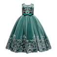 thumbnail image 1 of Ketyyh-chn99 Robes Fille Robes de Plage Fleurs Sans Manches Plage Manches Longues Robe Courte Vêtements Princesse Vert,130, 1 of 3