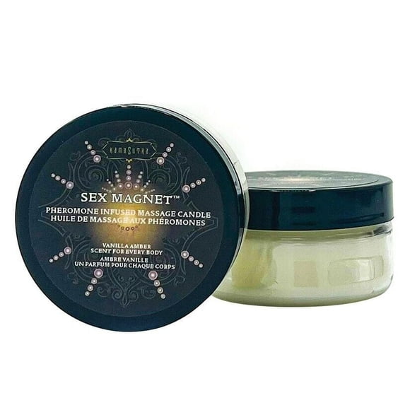Kama Sutra Sex Magnet Pheromone Massage Candle, Vanilla Amber Scented, 1.7 oz