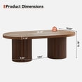 thumbnail image 3 of Wirrytor Oval Fluted Coffee Table, Farmhouse Wood Coffee Table Mid Century Modern Center Table Boho Living Room Tables for Living Room Office (Walnut), 3 of 7