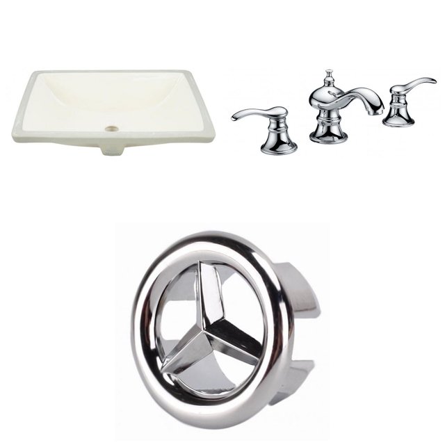 American Imaginations 18.25-in. W CUPC Rectangle Bathroom Undermount Sink Set In Biscuit - Chrome Hardware AI-26807