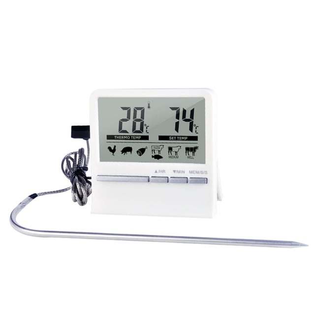 Meat Thermometers & Timers with LCD Display Thermometer Clock Timer with Stainless Steel Probe Instant