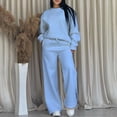 thumbnail image 1 of Wensltd Ensemble à Capuchon pour Femmes Couleur Unie Décontracté Col Ras du Cou Manches Longues Haut et Pantalon, 1 of 7