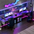 thumbnail image 3 of U Shaped Desk, 126 Inch Gaming Desk with Monitor Stand and LED Lights, Reversible Shaped Large Computer Desk with Power Outlets, Large Corner Office Desk with Storage Bag and Hooks, 3 of 7