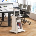 thumbnail image 2 of Gymax Chariot de Bureau pour Ordinateur Portable Assis-Debout Mobile à Roulettes Hauteur Réglable avec Rangement, 2 of 10