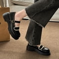 thumbnail image 4 of EGNMCR Bottes d'Hiver pour Femmes, Bottes d'Hiver pour Femmes Style Japonais Mignonnes Chaussures en Cuir à Bout Rond avec Jupe pour Femmes Nouvelles Chaussures Simples d'Été Bottes pour Femmes, 4 of 7