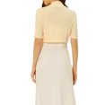 thumbnail image 3 of INSPIRE CHIC Women's Short Sleeves Bolero Open Front  Shrugs Cropped Mother's Day Cardigan Apricot S, 3 of 6