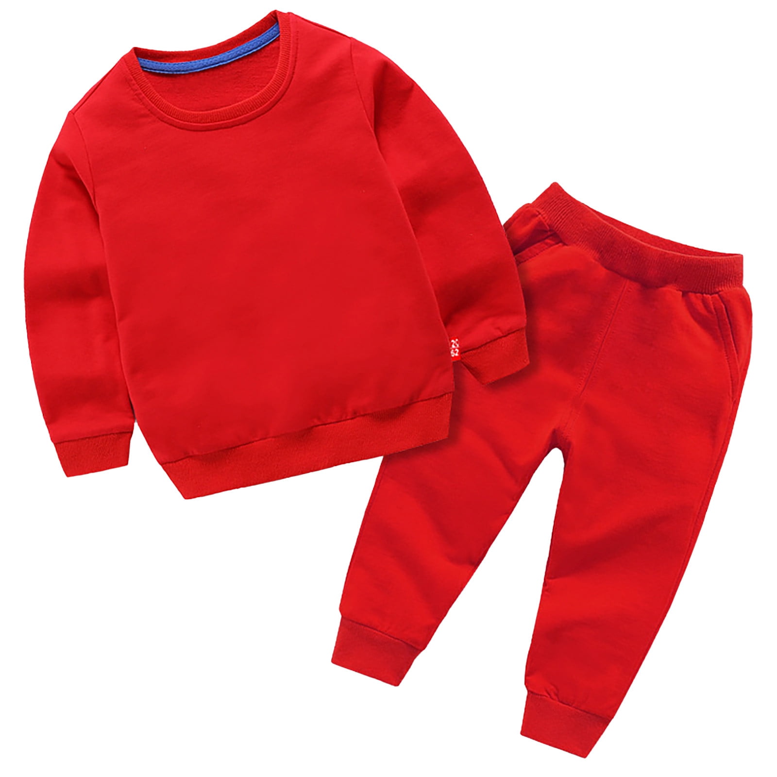 XDZJLR Boy Outfits Girl Clothes Winter Solid Color Long Sleeve Pullover Sweatshirt Pants 2Pcs Fall Sets RD1 13-14 Years