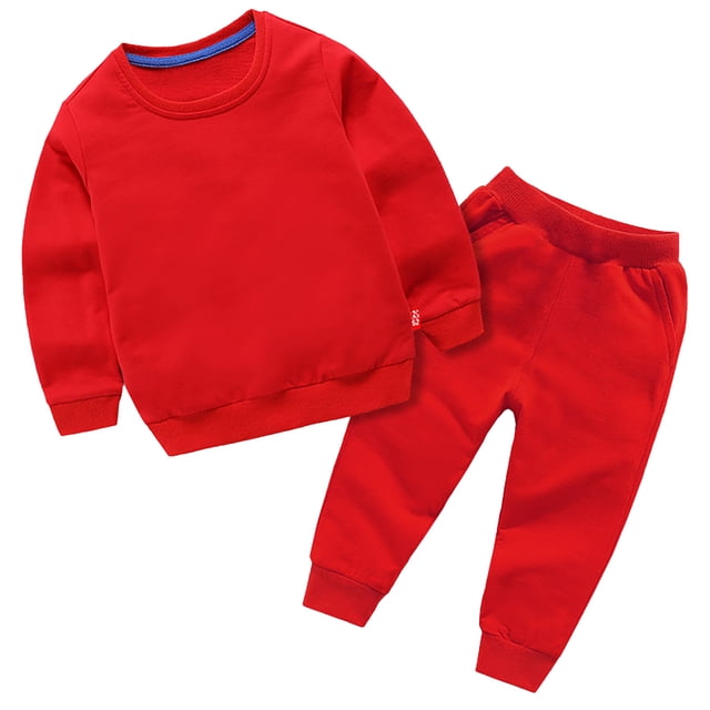 Sunnyoo Big Boys Outfits Solid Color Long Sleeve Pullover Sweatshirt Pants 2Pcs Clothes Set, Sizes 9-10Y