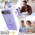 thumbnail image 2 of Asuwish Phone Case for iPhone 17 Air 6.5 inch Tempered Glass Screen Protector Magnetic Folding Stand Frosted Translucent Rugged Shockproof Protective Cell Cover i Phone17 i17 17Air Women Men Purple, 2 of 6