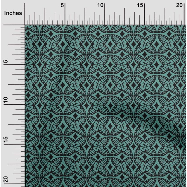oneOone Cotton Poplin Fabric Floral Block Print Fabric BTY 56 Inch Wide