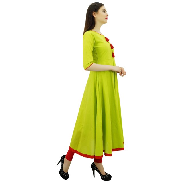 Bimba Kurti Ethnique de Designer pour Femmes, Robe Kurta Anarkali Évasée avec Pompon