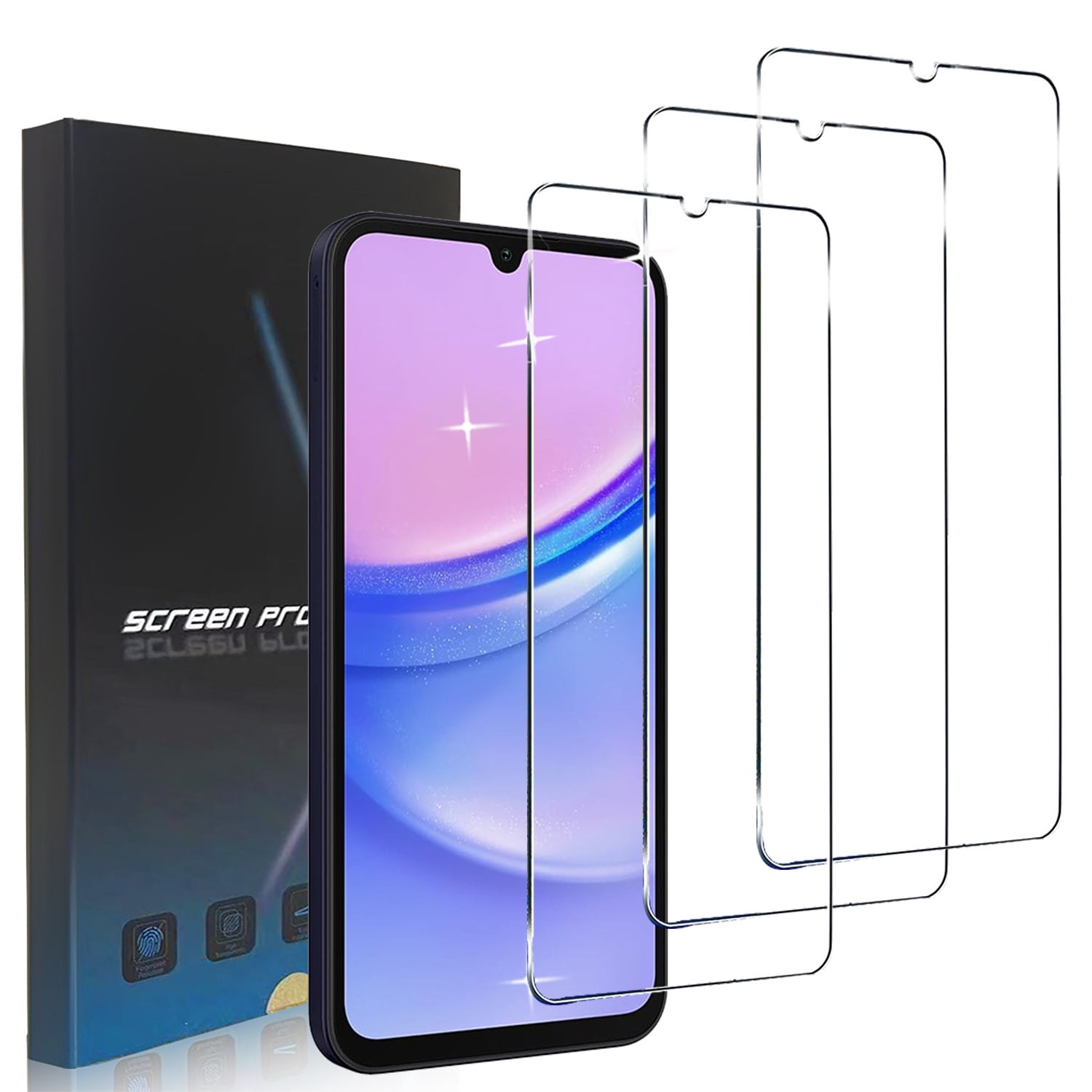 Zonyee HD Tempered Glass Screen Protector for Samsung Galaxy A15/Galaxy A15 LTE,Scratch & Impact Absorbing,Easy Install [3 Pack]