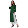 thumbnail image 3 of Bimba Kurta en Coton Col Mandarin avec Plis pour Femmes Ethnique Indienne Droite Unie, 3 of 7