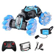 2.4G 4WD Gesture Sensing RC Stunt Car, All-Round Drift Twisting Off-Road Dancing Vehicle, Remote Control Stunt Cars for with Auto-Demonstration Cool Wheel Lights, Blue